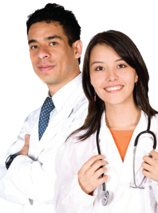 Two healthcare professionals who are resident learners 